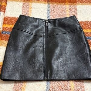 ASTR Black Faux Leather Mini Skirt with Front Zip